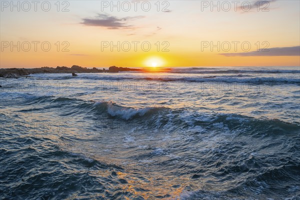 Sunset over the sea, coast near Montezuma, Nicoya Peninsula, Puntarenas Province, Costa Rica,