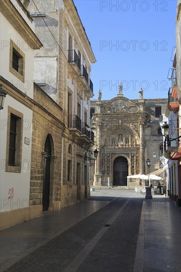Historic church facade, Iglesia Mayor Prioral, Puerto de Santa Maria, Cadiz province, Spain, Europe
