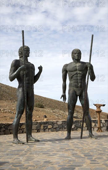 Statues of indigenous Mahos tribal leaders Guize and Ayose by Emiliano Hernandez, Fuerteventura,