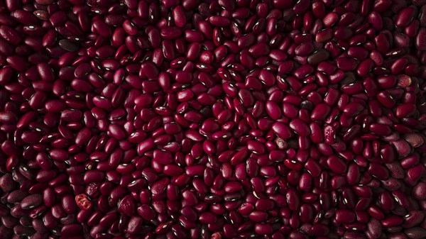 Red beans, close-up, top view, raw, food background