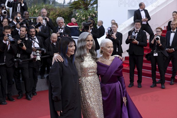 Cannes, France, 24.5.2024: Iris Berben, Andie MacDowell and Dame Helen Mirren at the premiere of La