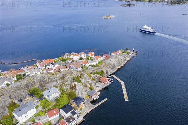 Aerial view of island Kragerø, traditional village at the southern norwegian coast, typical white