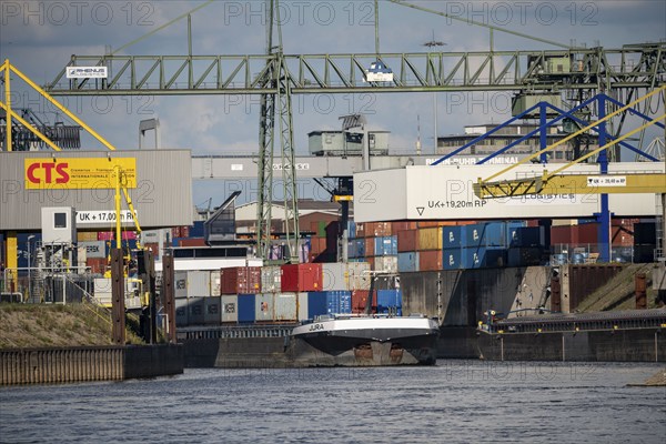 Duisburg ports, outer harbour, parallel port, container handling, on the Rhine, container