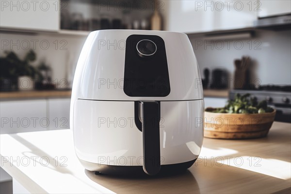 White air fryer in kitchen. AI generated