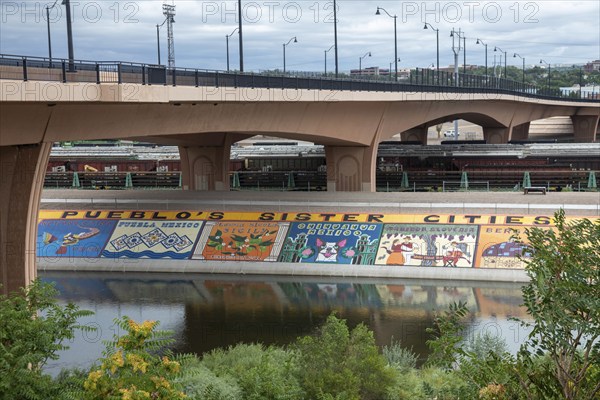 Pueblo, Colorado, Murals line a concrete levee for three miles along the Arkansas River. The levee