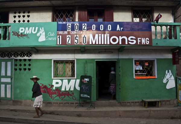 Establishment for horse race betting at Fianarantsoa, Madagascar. It is under license from PMU, the