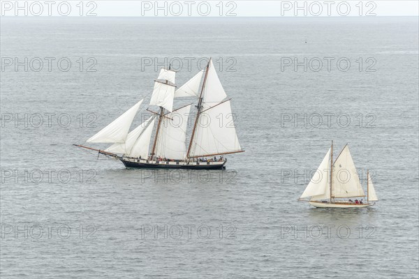 Large old traditional sailing boat in a bay on the Atlantic. Camaret sur mer, Crozon, Finistere,