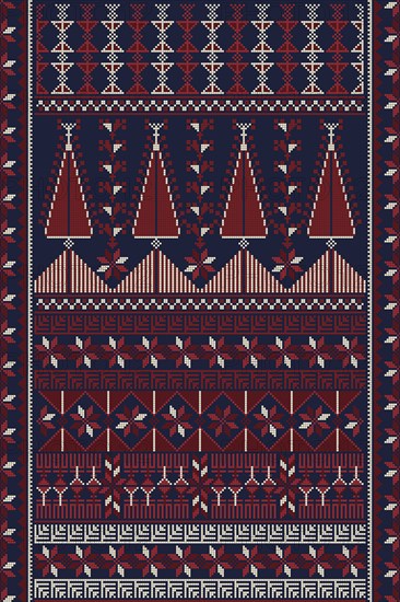 Traditional Palestinian Tatreez, seamless pattern vector template