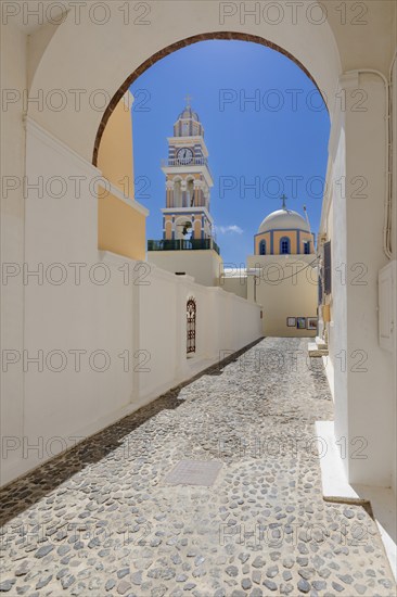 Santorini, Fira, catholic church John the Baptist, St.John the Baptist, Cyclades, Greece, Europe