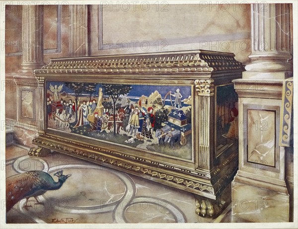 Furniture from the turn of the century 1900, wedding box or cassone. In the Victoria and Albert