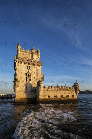 Belem Tower or Tower of St Vincent, famous tourist landmark of Lisboa and tourism attraction, on