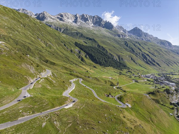 James Bond Goldfinger curve viewpoint on the Furka Pass. Scenes for the James Bond film Goldfinger