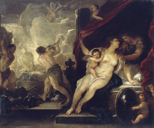 Venus, Mars and the Forge of Vulcan (c.1660), painting by Luca Giordano (Italian, 1634-1705),