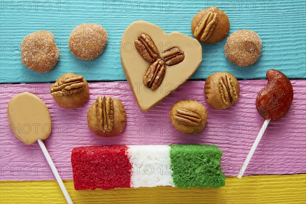 Mexican candy sweets cajeta pecan and coconut flag