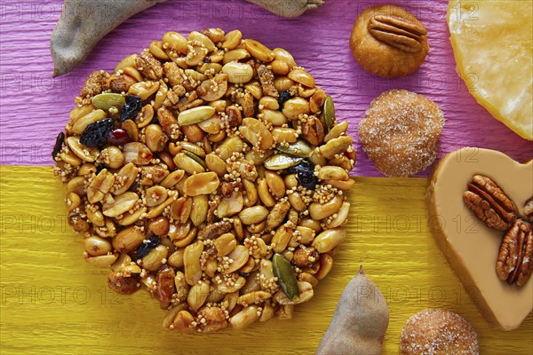 Mexican candy sweet Palanqueta with peanuts crunchy and amaranth seeds