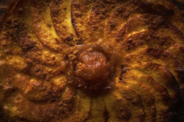 Apple tatin pie cake on puff pastry dessert