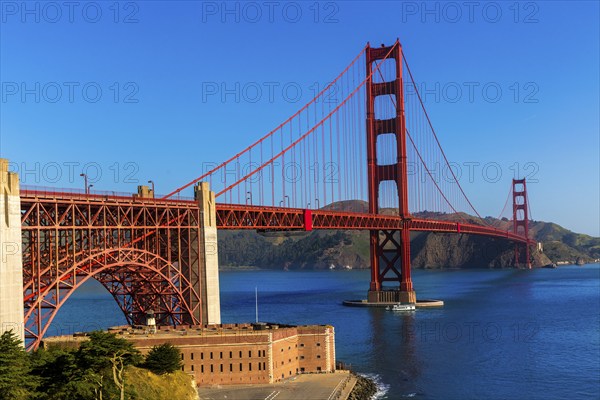 Golden Gate Bridge San Francisco from Presidio in California USA