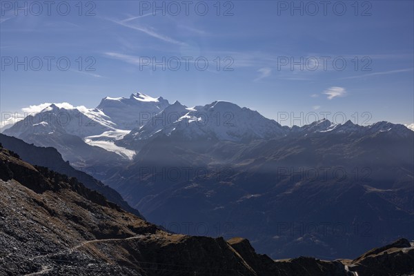 Grand Combin with Glacier de Corbassiere, view from Les Attelas, Verbier, Valais, Switzerland,