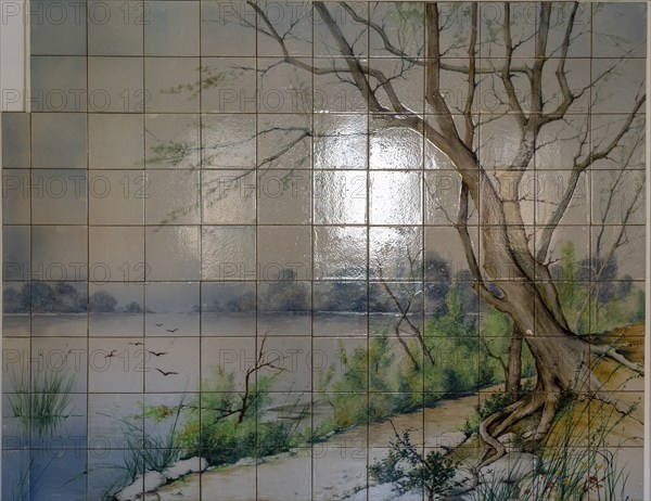 Tile panel, 1902, glazed ceramics, Casa Cetre de Portopi, La Roqueta factory ceramics, Museu de