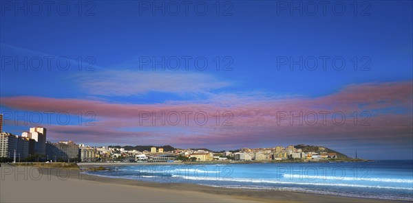 La Coruna Riazor beach in Galicia of Spain