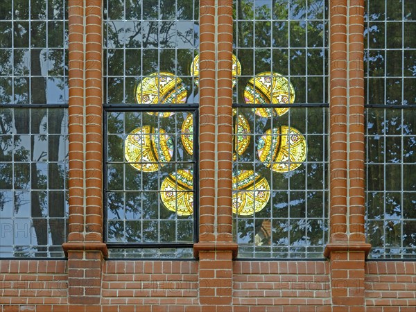 Details at the Heilandskirche Leipzig Plagwitz. Saxony, Germany, Europe