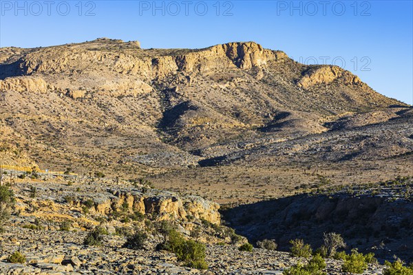 View of the bare slopes of the highest mountain in Oman, Jebel Shams, Arabian Peninsula, Sultanate