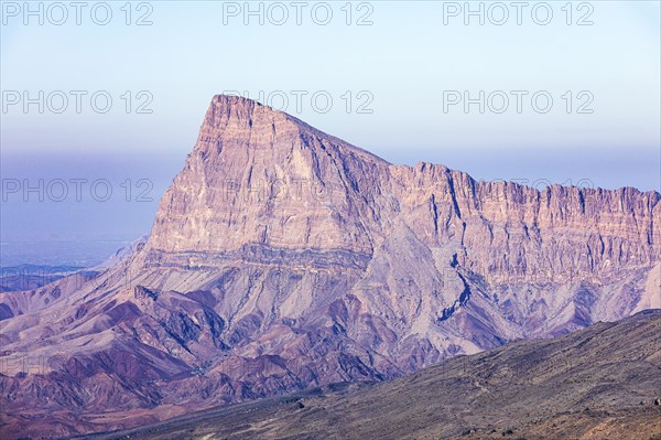 Jebel Misht mountain range at dawn, Arabian Peninsula, Sultanate of Oman