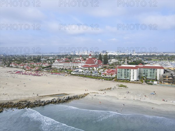 Aerial view of Hotel Del Coronado, San Diego, California, USA. September 25th, 2021