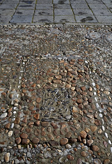 Salamanca in spain stones flooring detail along via de la Plata way to Santiago