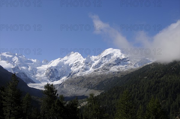 Global climate change: The melting Morteratsch Glacier in the upper Engadin