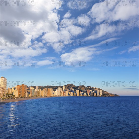 Benidorm Alicante playa de Levante beach sunset in spain Valencian community