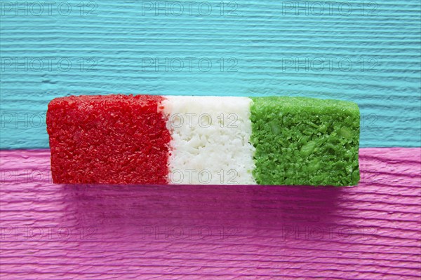 Mexican coconut flag candy striped chredded sweet from Mexico