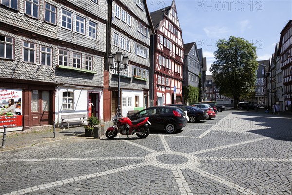 Kornmarkt grain market, historic old town of Herborn, Hesse, Germany, Europe, Kornmarkt,