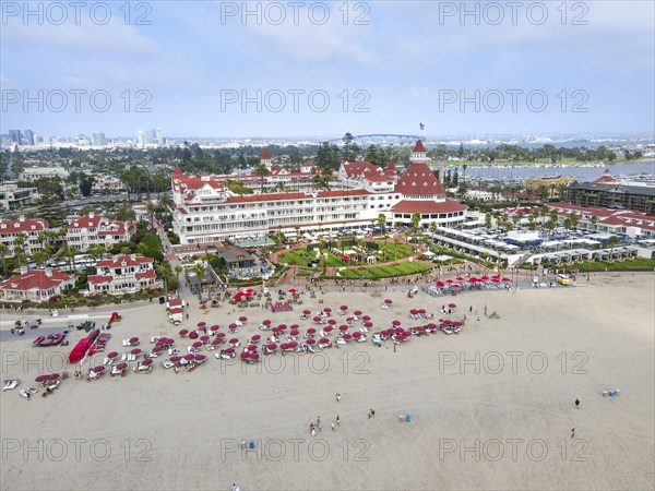 Aerial view of Hotel Del Coronado, San Diego, California, USA. September 25th, 2021