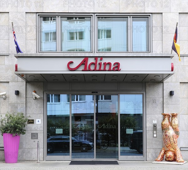 Berlin, Germany, 19 October 2021, entrance to the Hotel Adina Hackescher Markt on Spandauer Brücke,
