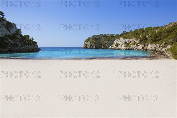 Cala Macarella Ciudadela Menorca turquoise Mediterranean sea in Balearic islands