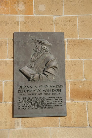 Information board on a reformer, Protestant Church, Weinsberg, Weinsberg Valley,