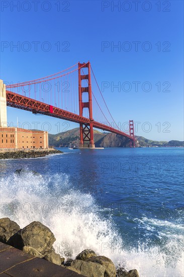 Golden Gate Bridge San Francisco from Presidio in California USA