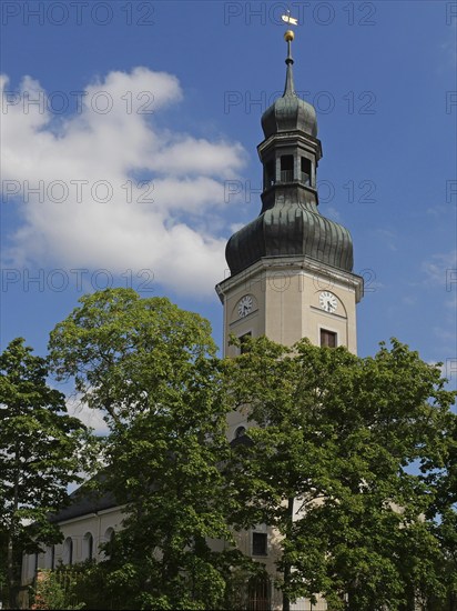 Memorial Church Leipzig Schönefeld in summer. Saxony, Germany, Europe