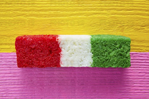 Mexican coconut flag candy striped chredded sweet from Mexico