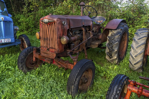 Old farm tractor, Burguete, Santiago's road, Navarra, Spain, Europe