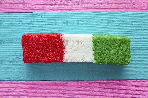 Mexican coconut flag candy striped chredded sweet from Mexico