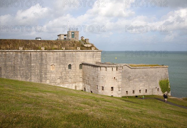 Perimeter defensive walls to Nothe Fort built in 1872 Weymouth, Dorset, England, United Kingdom,