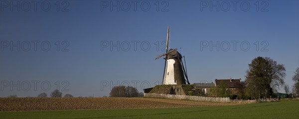 Historic Grottenherten tower windmill, Bedburg, Rhine-Erft district, Lower Rhine, North