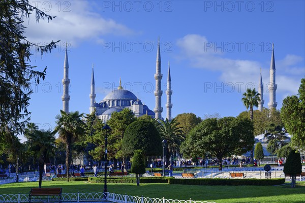 Sultan Ahmet Mosque and park, Istanbul, Turkey, Asia