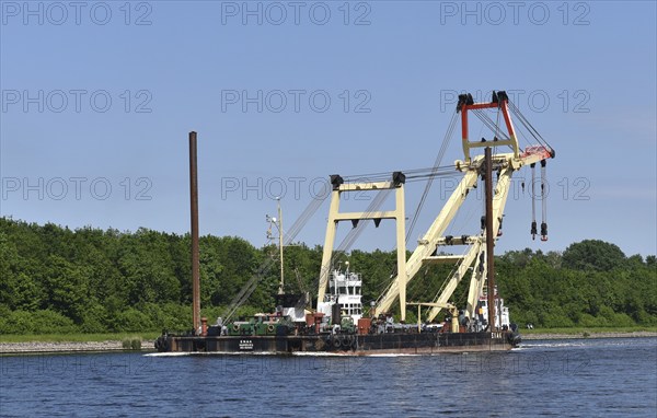 The 600 tonne floating crane, salvage crane, ship crane, crane ship, crane ENAK in the Kiel Canal,