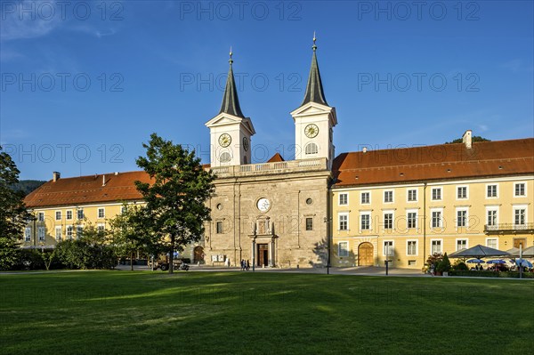 Former Benedictine abbey Tegernsee monastery with St Quirin's Basilica, today a castle with