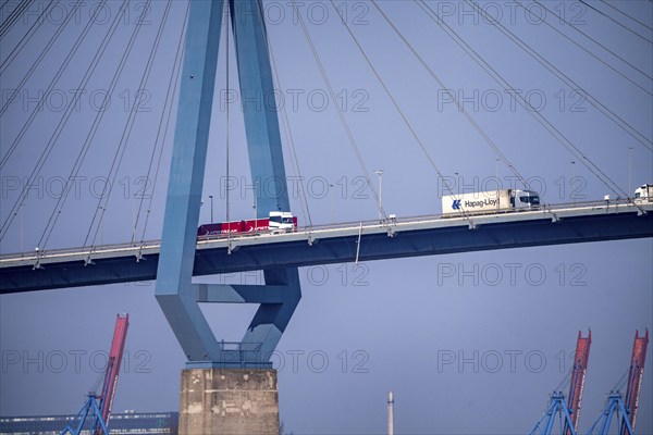 The Köhlbrand Bridge in the port of Hamburg, spans the 325 m wide Köhlbrand, an arm of the