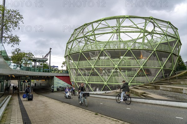The Fiestappel, bicycle car park for over 900 bicycles, in a stylised apple shape, in Alphen aan