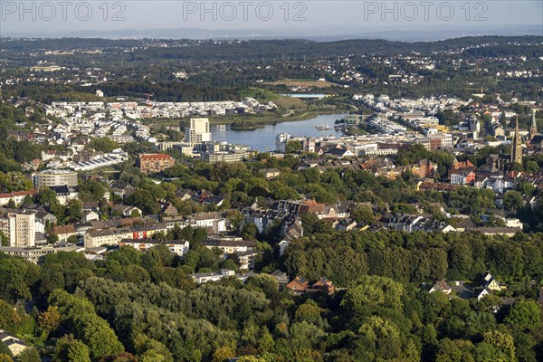 View over the south-east of Dortmund, across Hoetger Park to Lake Phoenix, North Rhine-Westphalia,